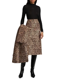 Cheetah Cow Hair Slip Midi-Skirt
