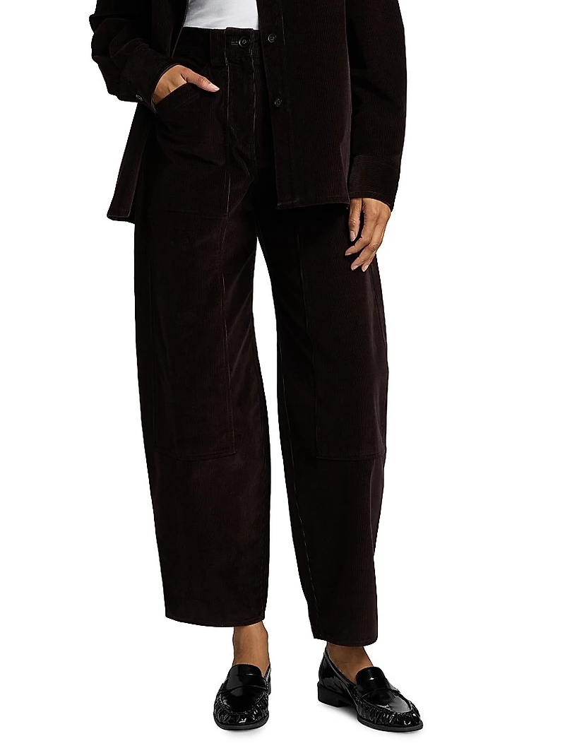 Corduroy Wide-Leg Crop Pants