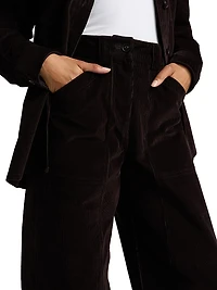 Corduroy Wide-Leg Crop Pants