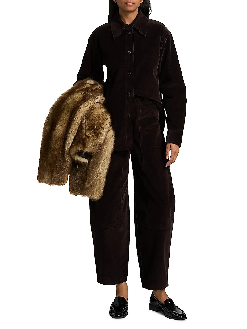 Corduroy Wide-Leg Crop Pants