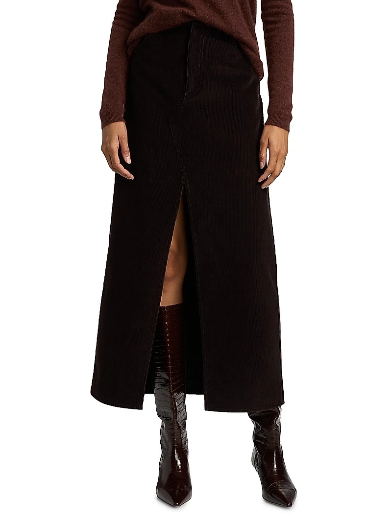 Cotton Corduroy Midi-Skirt