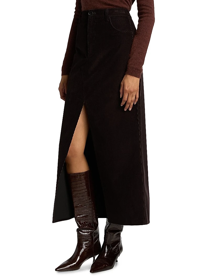 Cotton Corduroy Midi-Skirt