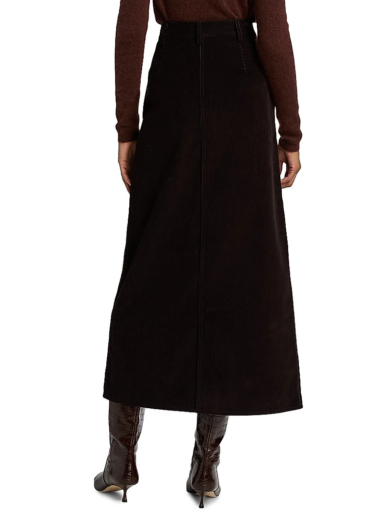 Cotton Corduroy Midi-Skirt