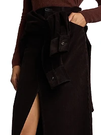 Cotton Corduroy Midi-Skirt