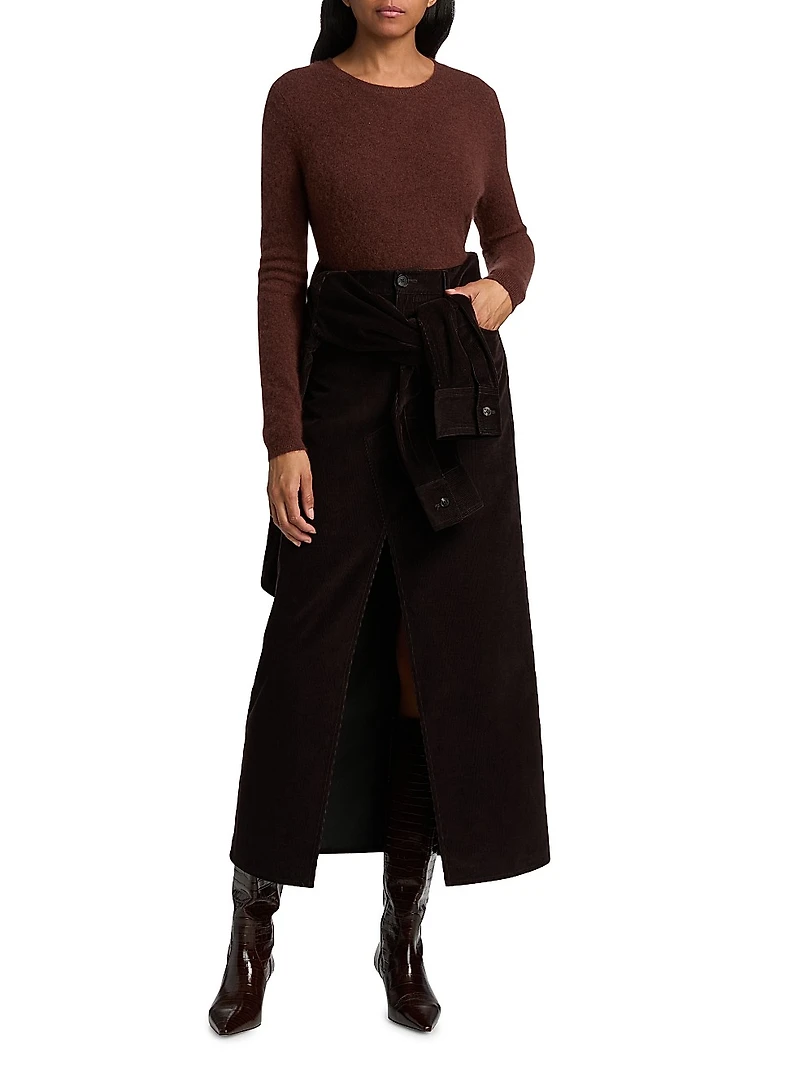 Cotton Corduroy Midi-Skirt