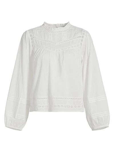 Reyna Ruffled-Collar Cotton Top
