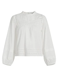 Reyna Ruffled-Collar Cotton Top