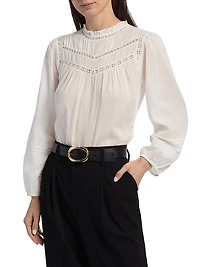 Reyna Ruffled-Collar Cotton Top