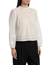Reyna Ruffled-Collar Cotton Top