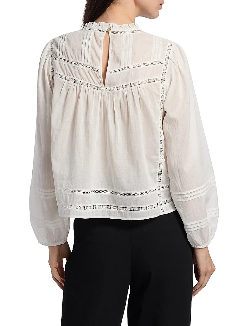 Reyna Ruffled-Collar Cotton Top