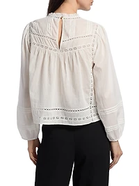 Reyna Ruffled-Collar Cotton Top