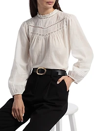 Reyna Ruffled-Collar Cotton Top
