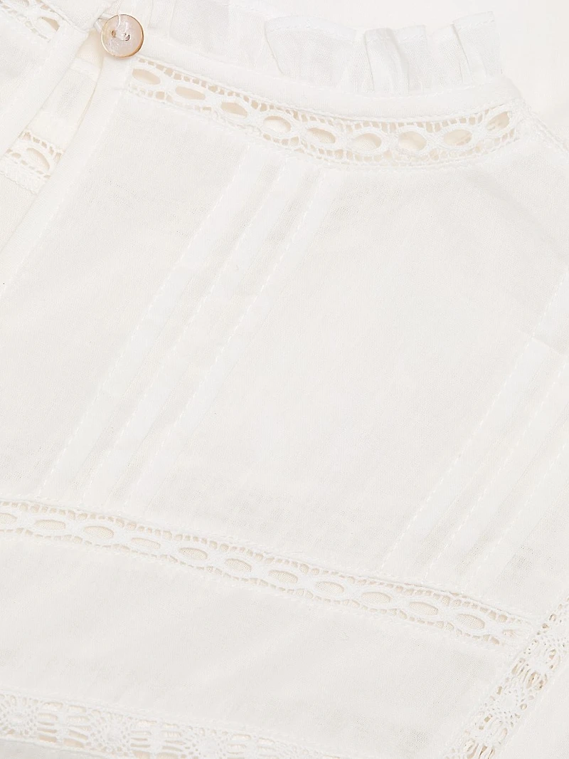 Reyna Ruffled-Collar Cotton Top