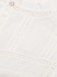 Reyna Ruffled-Collar Cotton Top