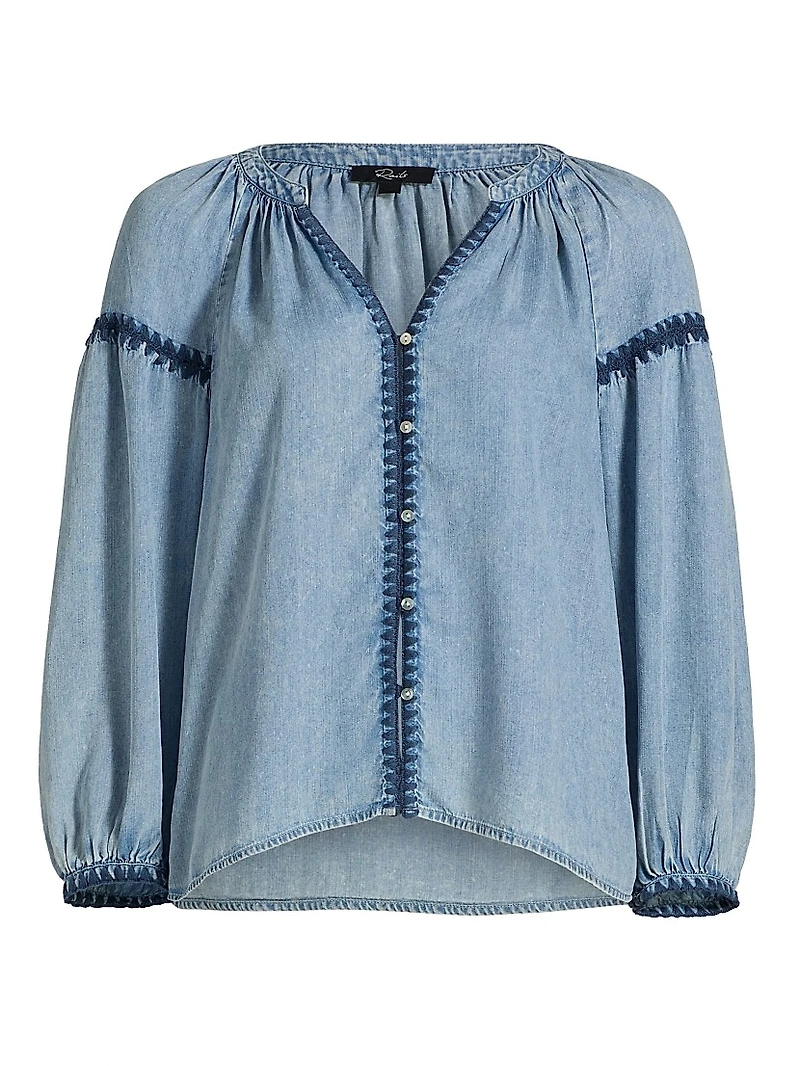 Toshi Denim Peasant Top