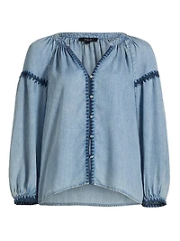 Toshi Denim Peasant Top