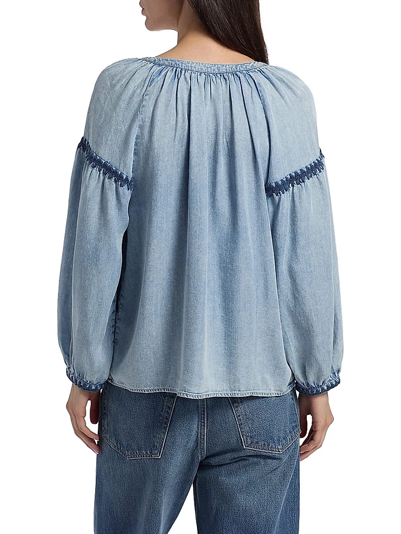 Toshi Denim Peasant Top