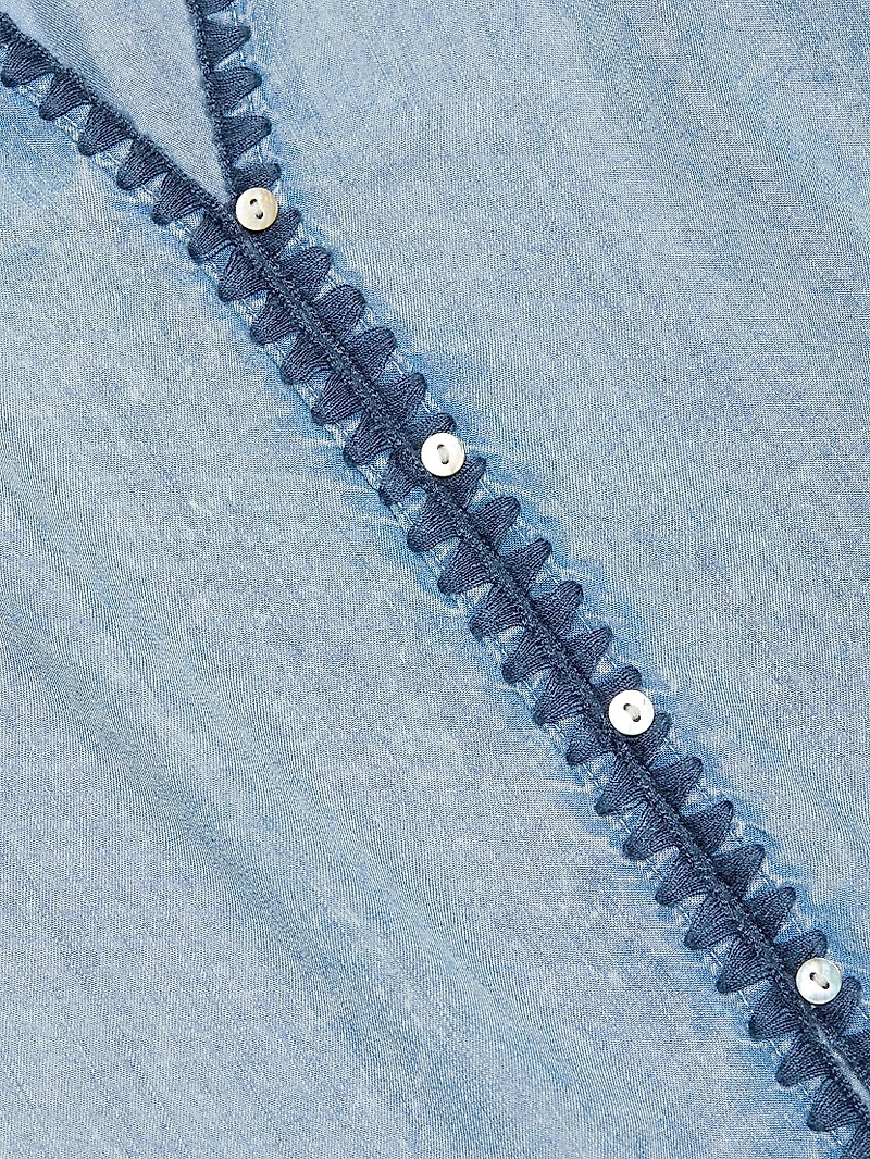 Toshi Denim Peasant Top