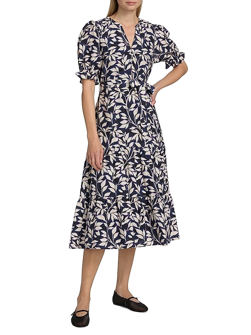 Eliana Printed Tiered Midi-Dress