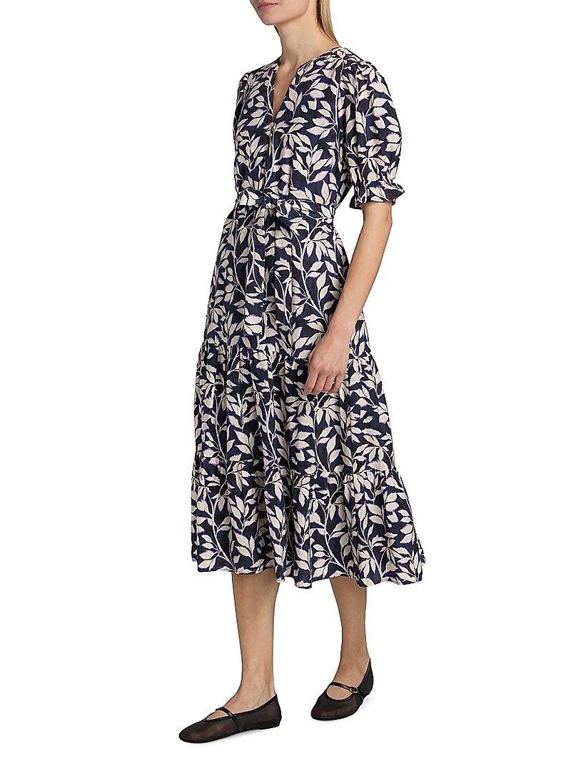 Eliana Printed Tiered Midi-Dress