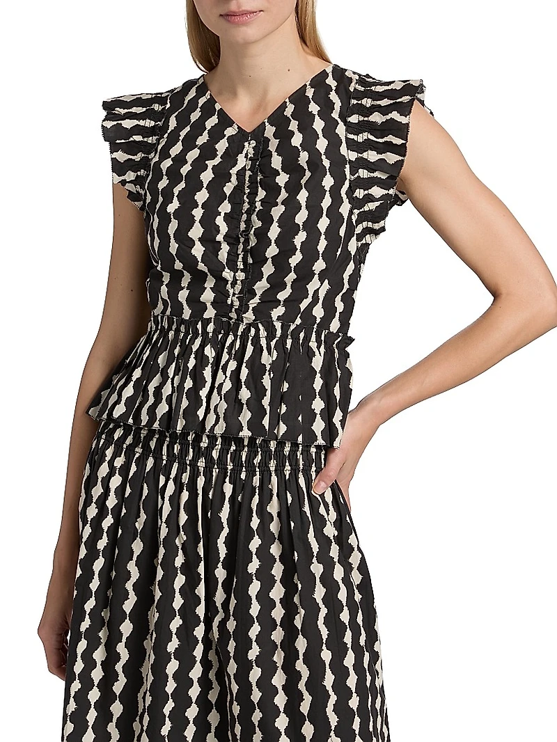 Cali Geometric Flutter Top