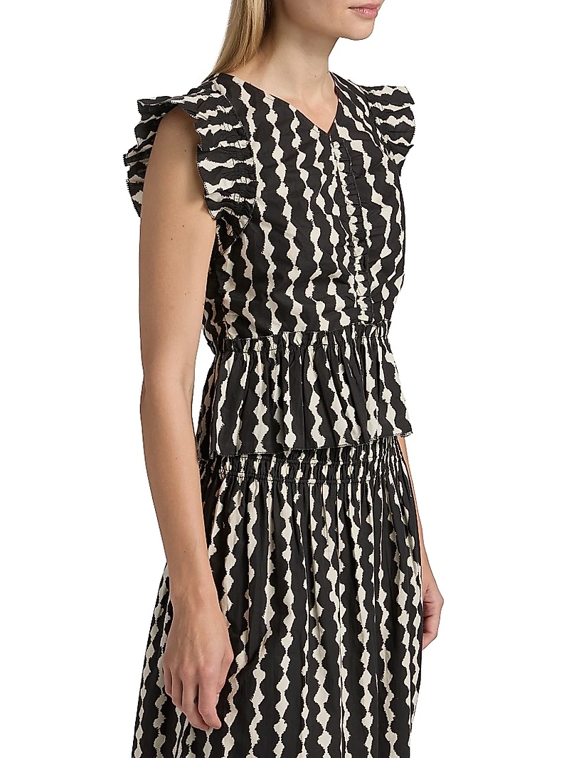 Cali Geometric Flutter Top
