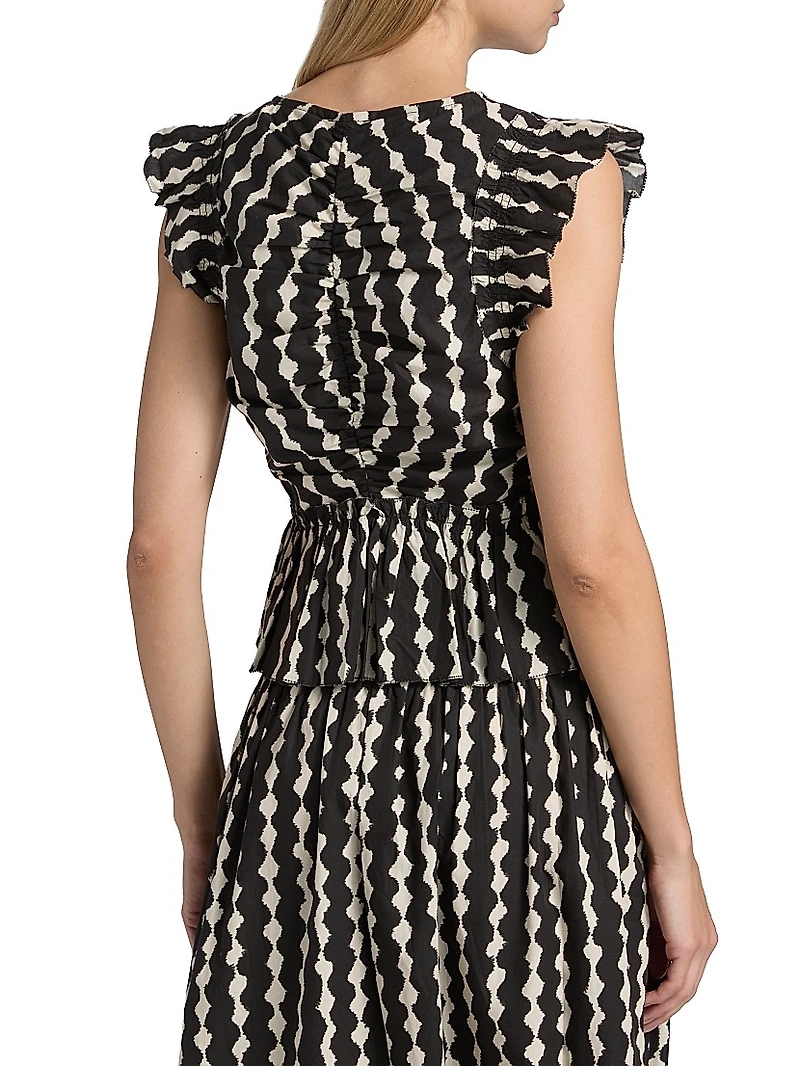 Cali Geometric Flutter Top