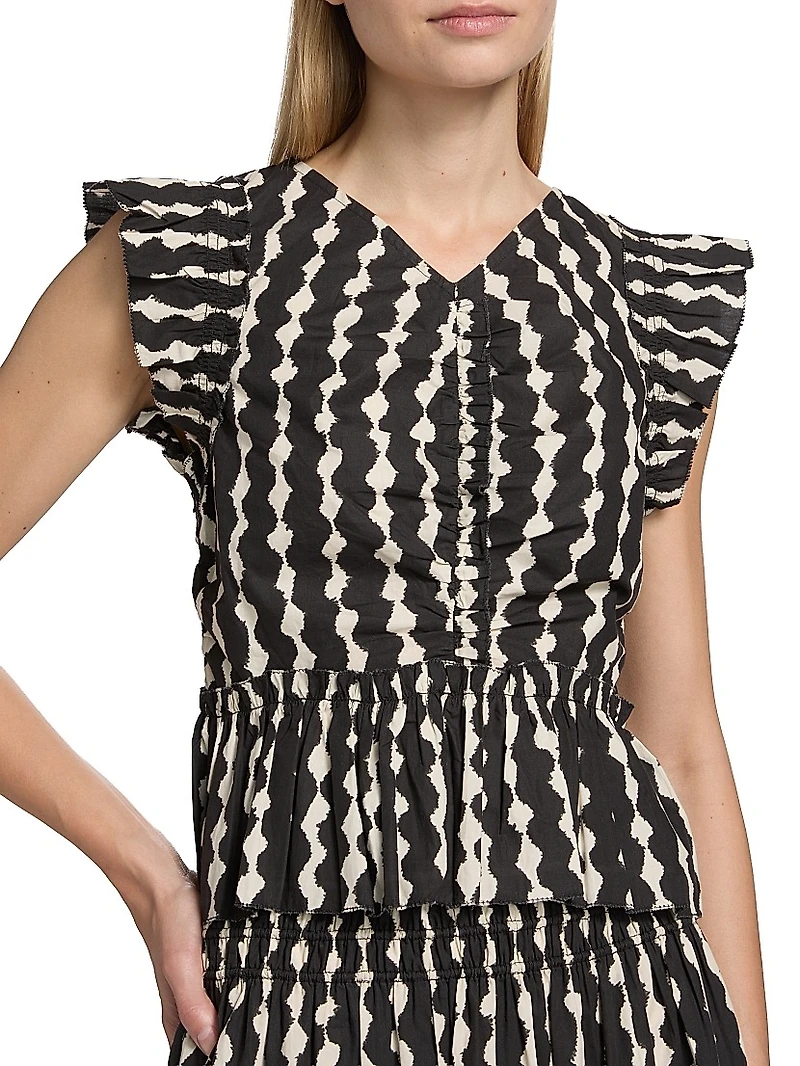 Cali Geometric Flutter Top
