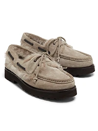 Suede-Shearling Loafers