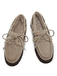 Suede-Shearling Loafers