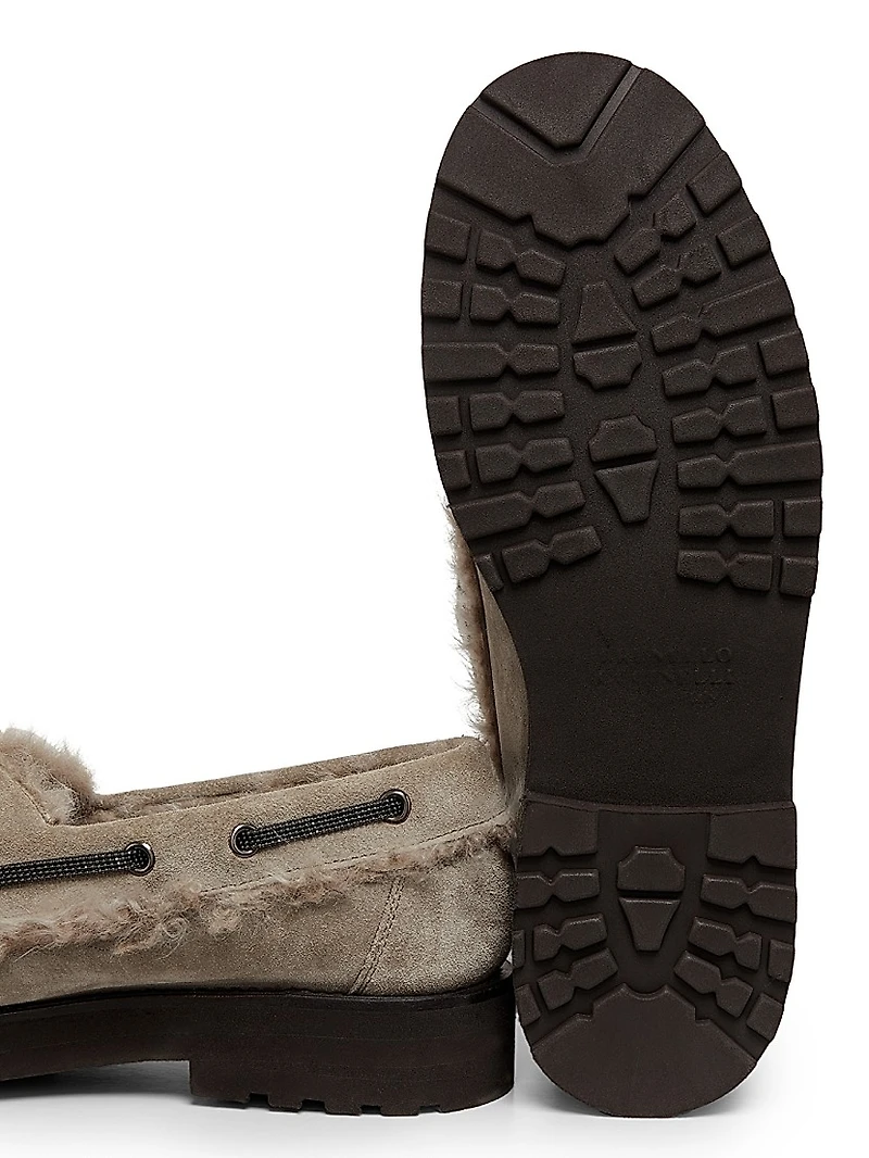 Suede-Shearling Loafers