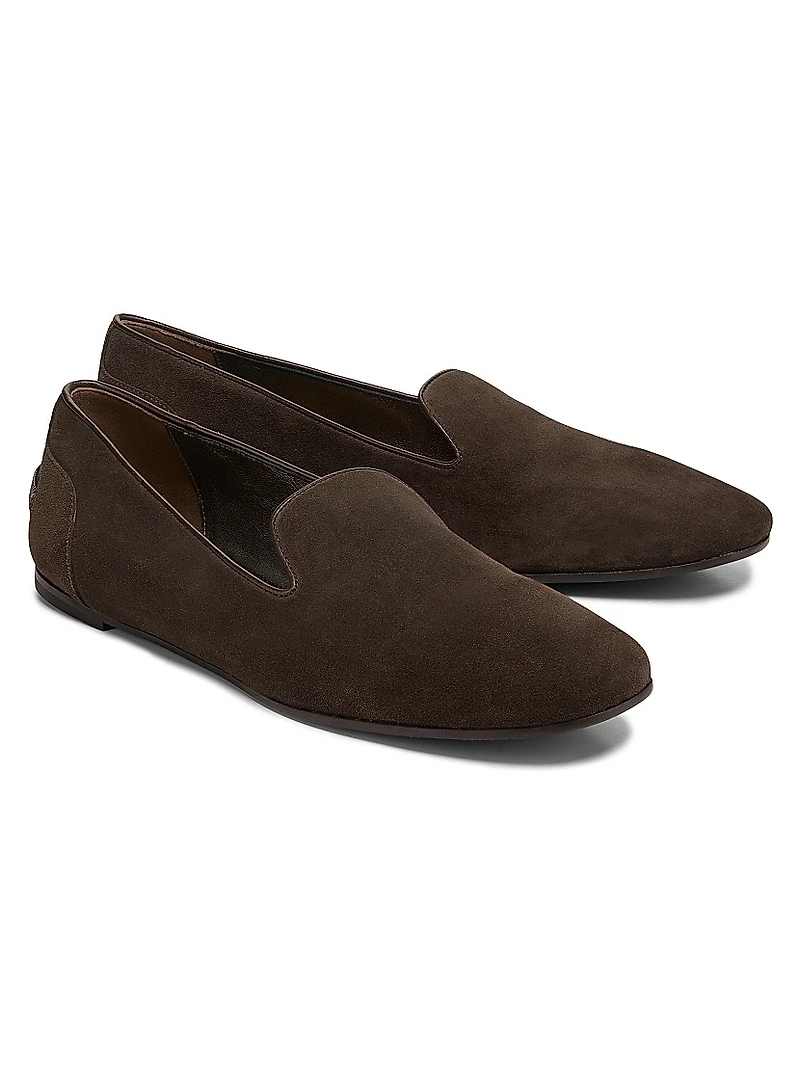 Suede Round-Toe Loafers