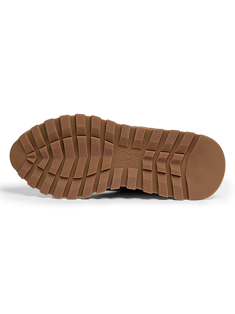 Suede-Shearling Low-Top Sneakers