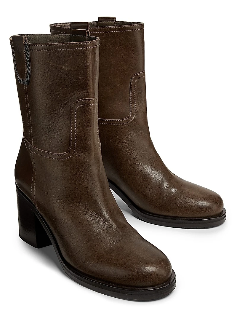 60MM Leather Ankle Boots