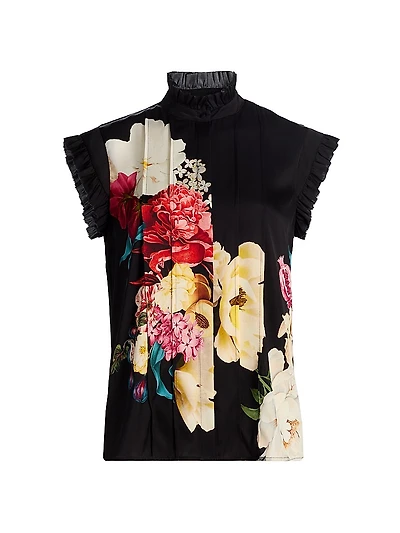 Chloe Floral Silk-Blend Relaxed-Fit Top