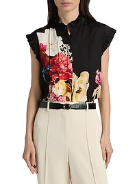 Chloe Floral Silk-Blend Relaxed-Fit Top