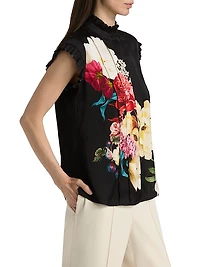 Chloe Floral Silk-Blend Relaxed-Fit Top