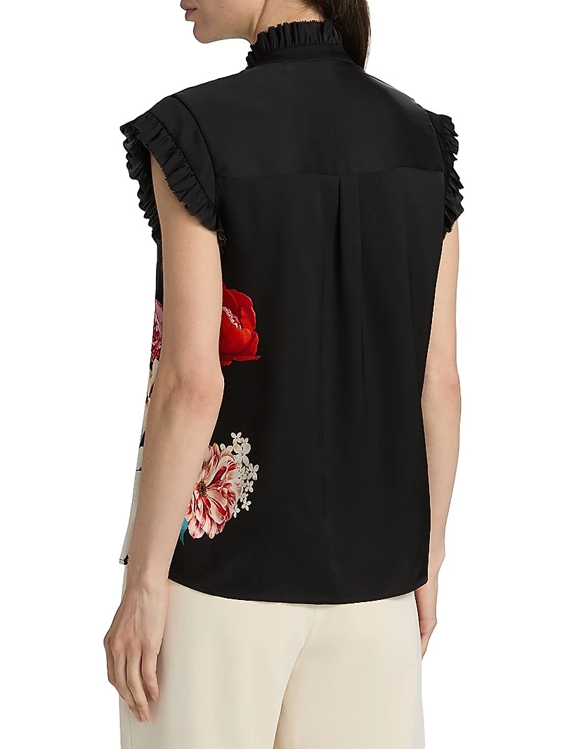 Chloe Floral Silk-Blend Relaxed-Fit Top