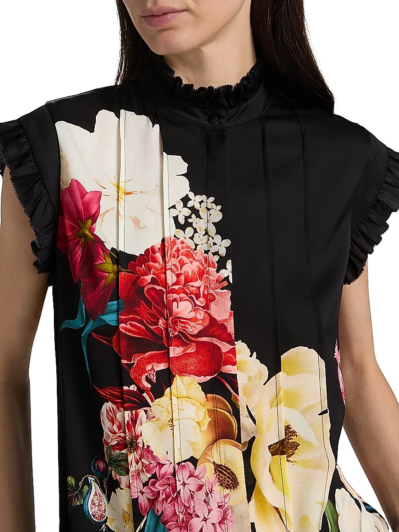 Chloe Floral Silk-Blend Relaxed-Fit Top