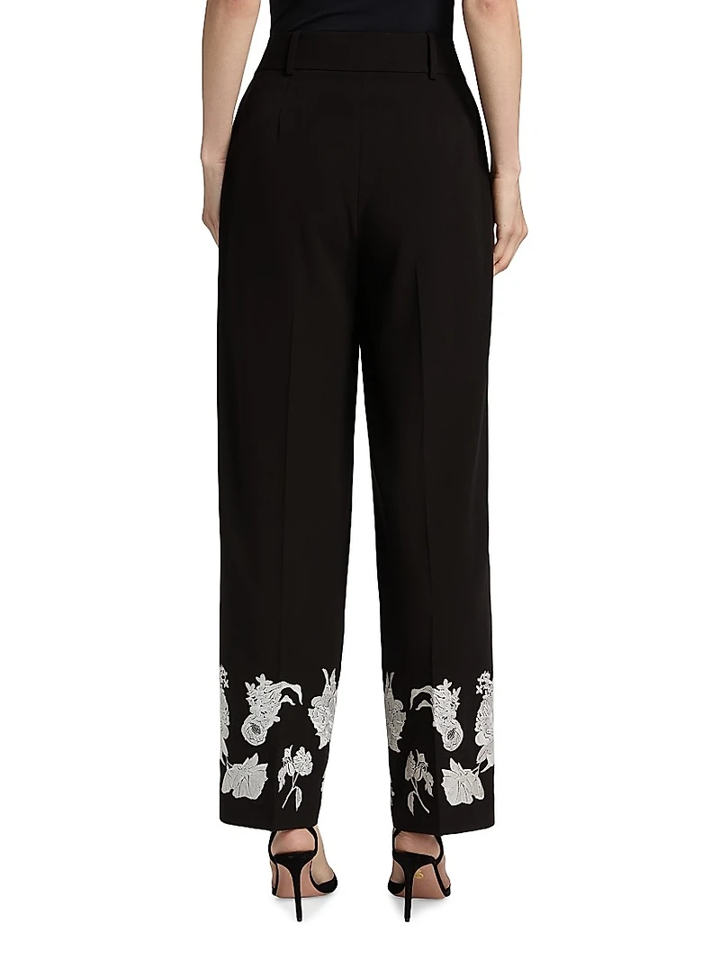 Isla Embroidered Wide-Leg Pants