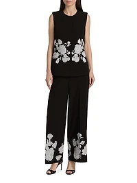 Isla Embroidered Wide-Leg Pants