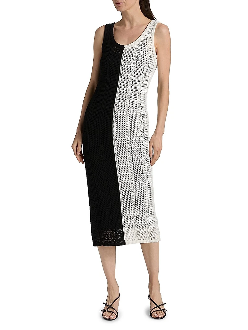 Paloma Colorblocked Crochet Midi-Dress