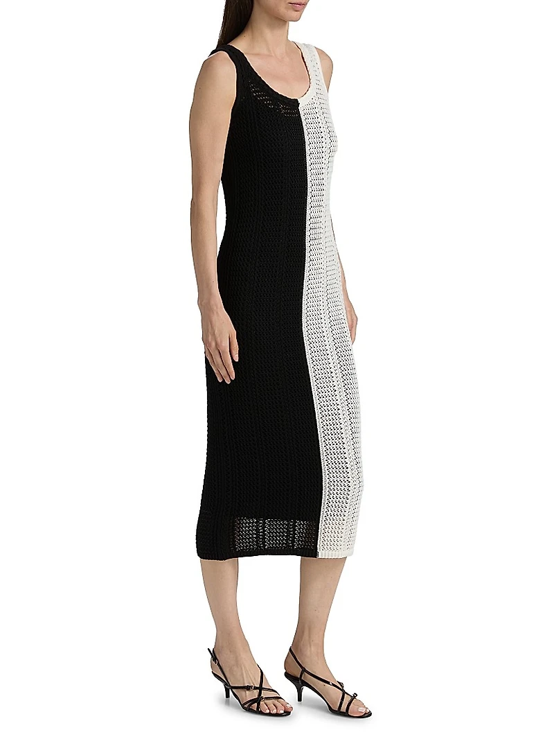 Paloma Colorblocked Crochet Midi-Dress