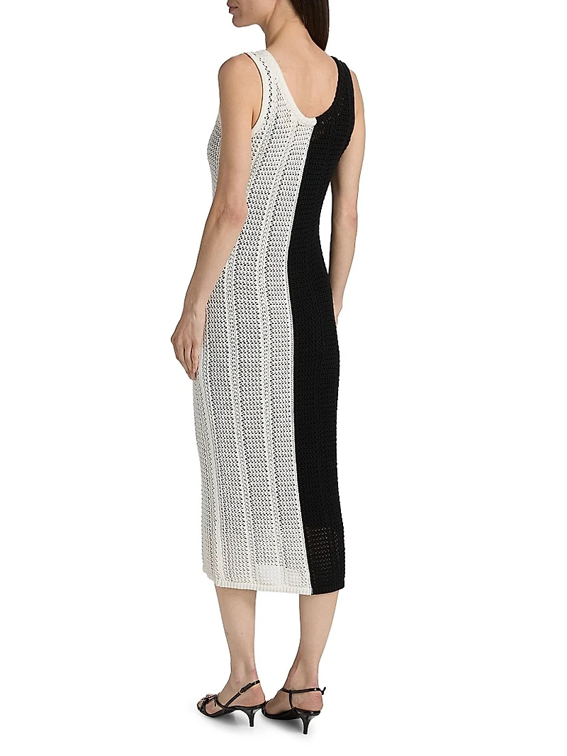 Paloma Colorblocked Crochet Midi-Dress