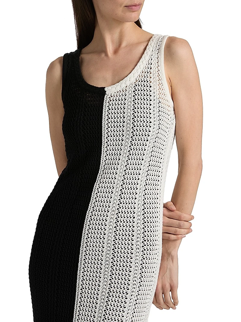 Paloma Colorblocked Crochet Midi-Dress