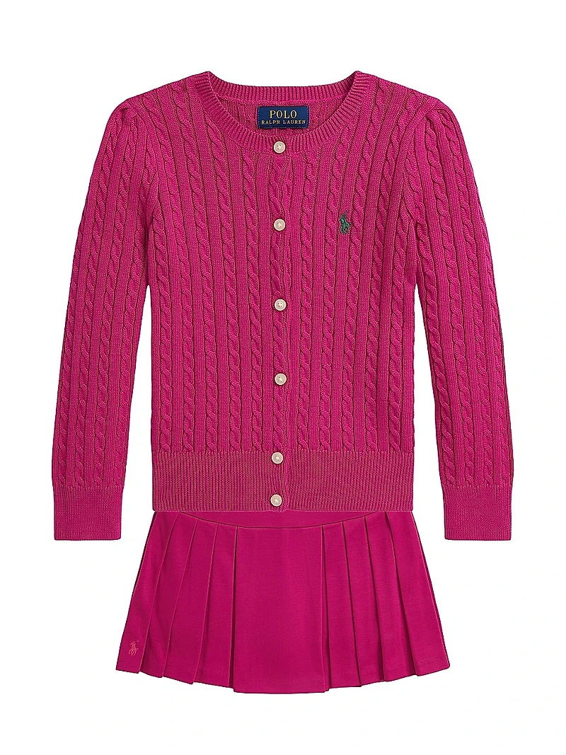 Little Girl's & Mini Cable-Knit Cardigan