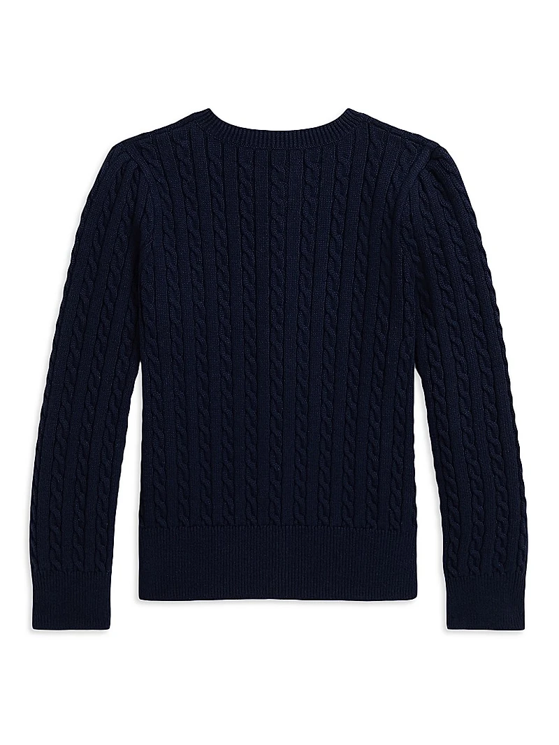 Little Girl's & Polo Bear Cable-Knit Cardigan