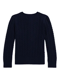 Little Girl's & Polo Bear Cable-Knit Cardigan