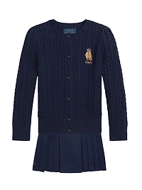 Little Girl's & Polo Bear Cable-Knit Cardigan