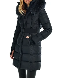 Infinity Shearling-Trimmed Hood Down Jacket